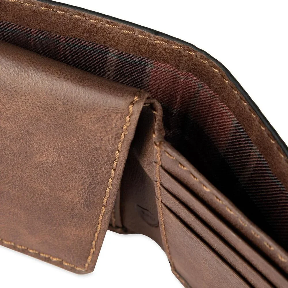 🆕Men Brown Everyday Bifold Wallet-Multiple Card Slots Id Window